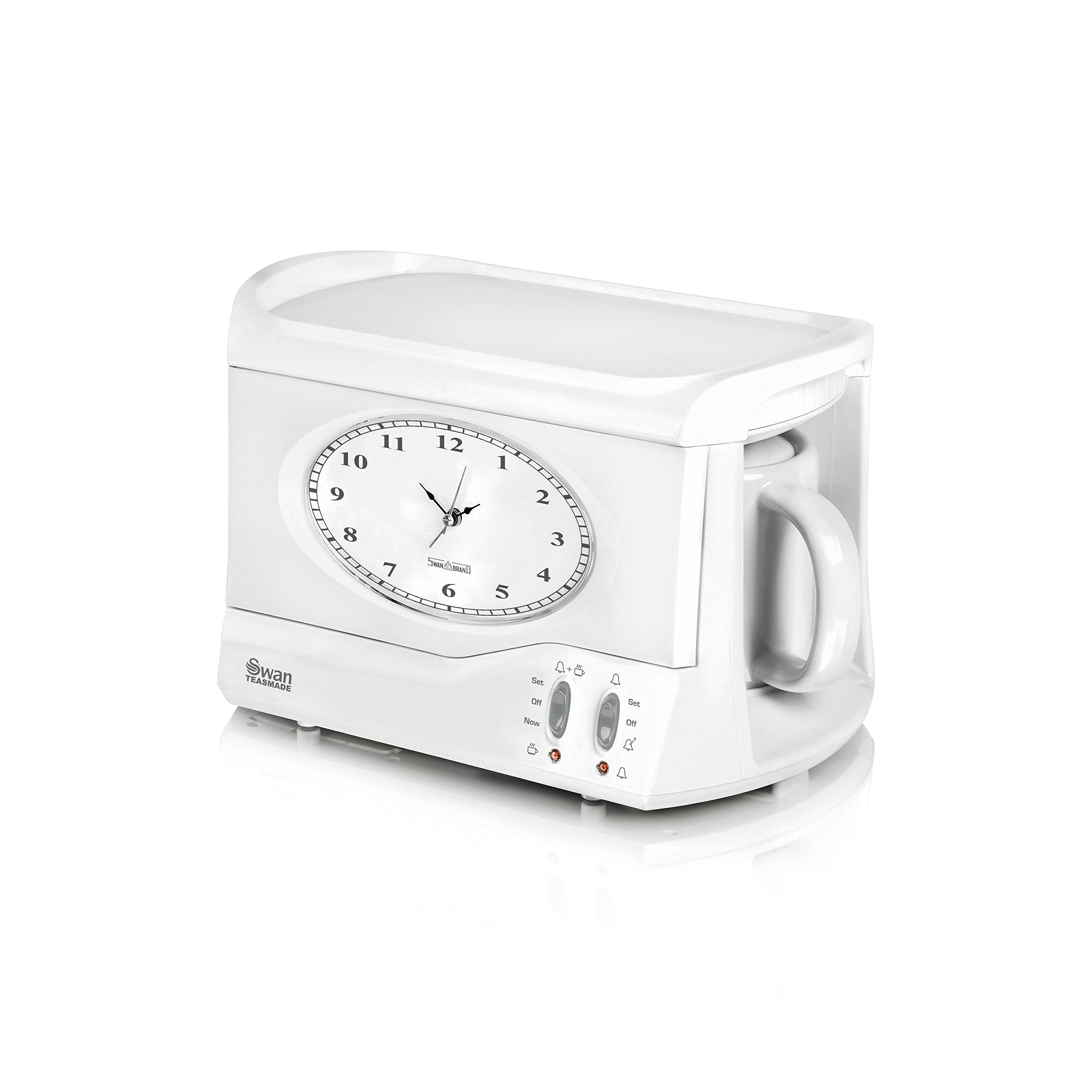 SWAN STM201N Vintage Teasmade with a Traditional Dial Clock, Rapid Boil and Alarm, 600ml, 850W, White