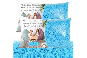 HONEHO Bean Bag Filler - 10lbs Shredded Memory Foam Filling, High Density ≥3.12 lb/ft³, Blue Pillow Stuffing for Bean Bag Chair, Couch Cushion, Dog Bed, Stuffed Animals, DIY, Non-Toxic & Hypoallergenic
