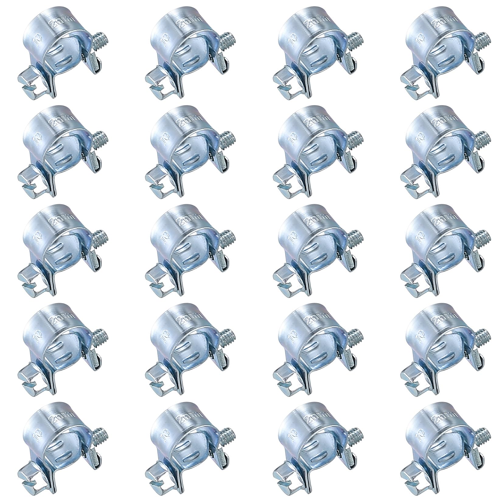 20 Pcs Mini Hose Pipe Clamps, Fuel Injection Hose Clamps, Adjustable Petrol Pipe Tube Hose Clips Clamps for Automobiles Water Pipe Plumbing Mechanical Application - 10-12mm