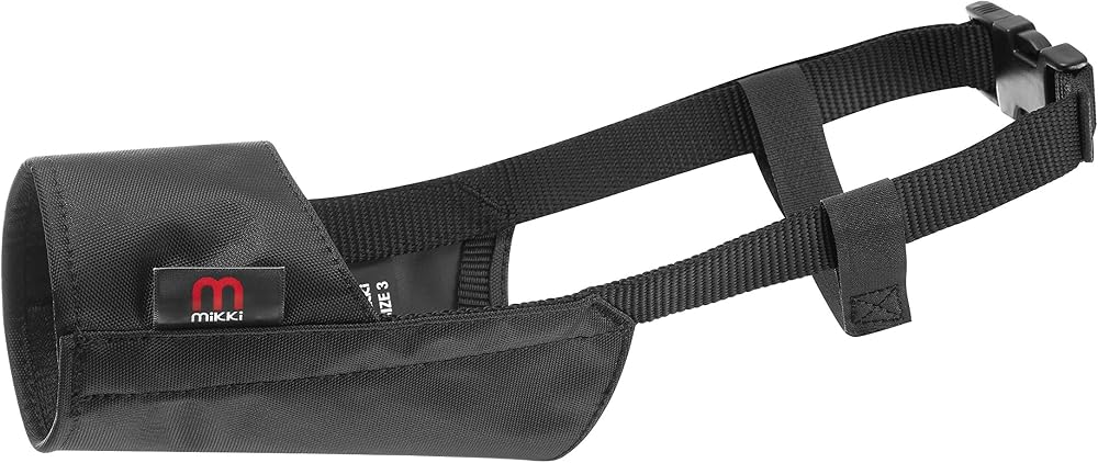 Mikki Dog Nylon Muzzle Size 3 Black Adjustable Quick Fit Comfort