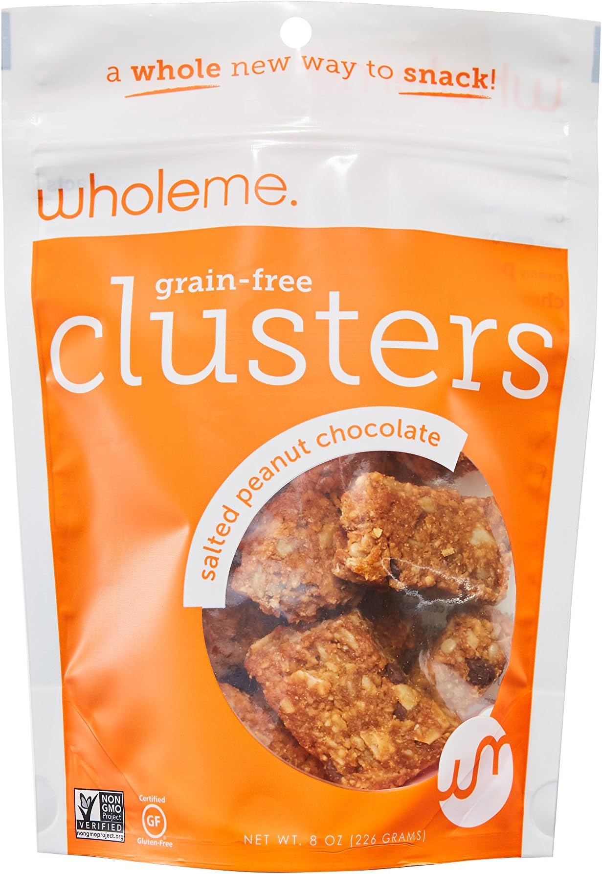 WholeMe Grain-Free Clusters, Salted Peanut Chocolate (8oz Bag), Paleo & Gluten-Free