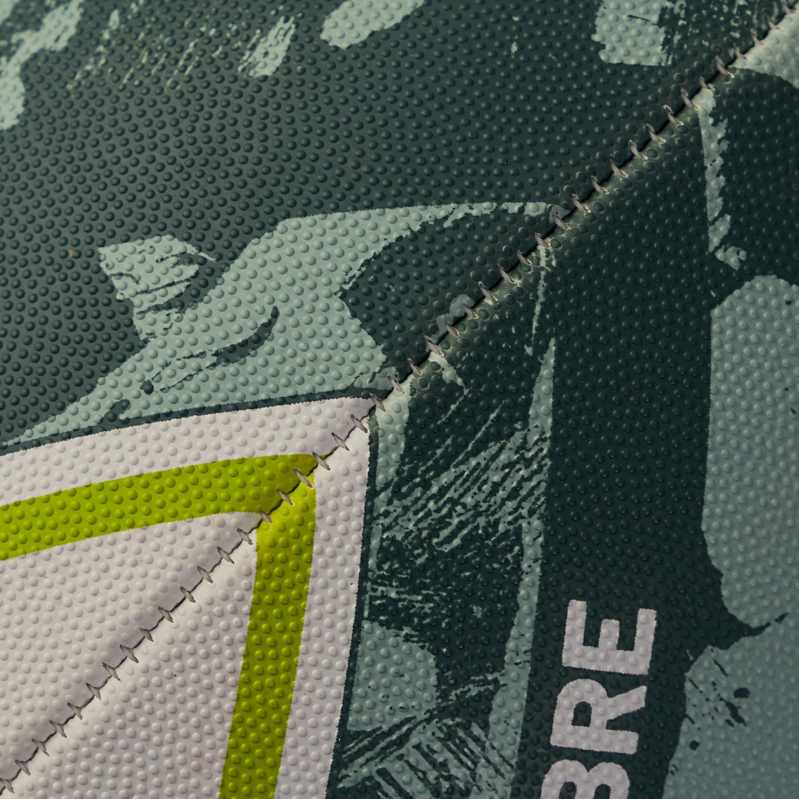 Mitre Sabre D4P Rugby-Ball | Extrastarkes Futter | Volle Gewicht | Sehr beliebt Rugbyball, Weiß/Mint/Limette, 5 8