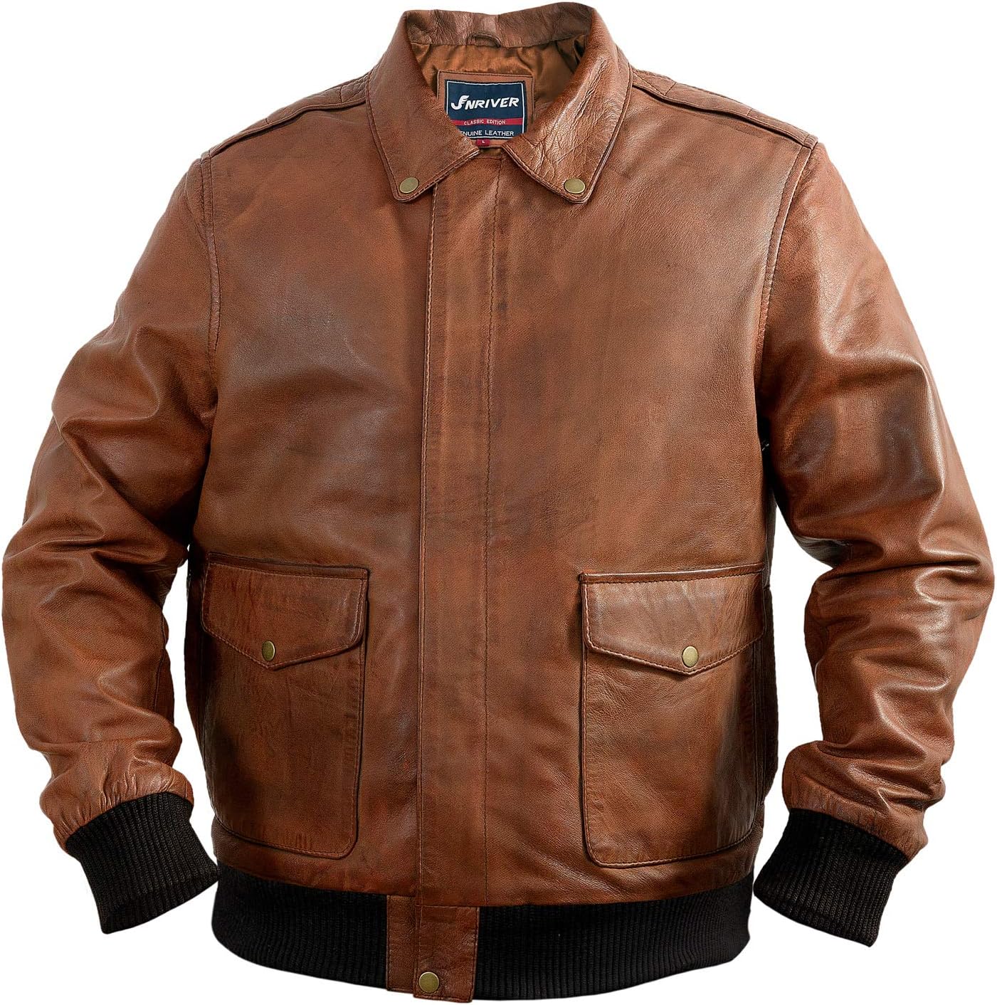 Brown Bomber Jacket For Men A2 Aviator Pilot Sheepskin Leather Jacket Men