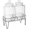 Style Setter Glass Beverage Dispenser with Stand (Set of 2), 1.5 Gallon Glass Drink Dispenser with Stand & Spigot, Party Drink Dispenser for Lemonade, Punch, Water, Juice Dispensers for Parties