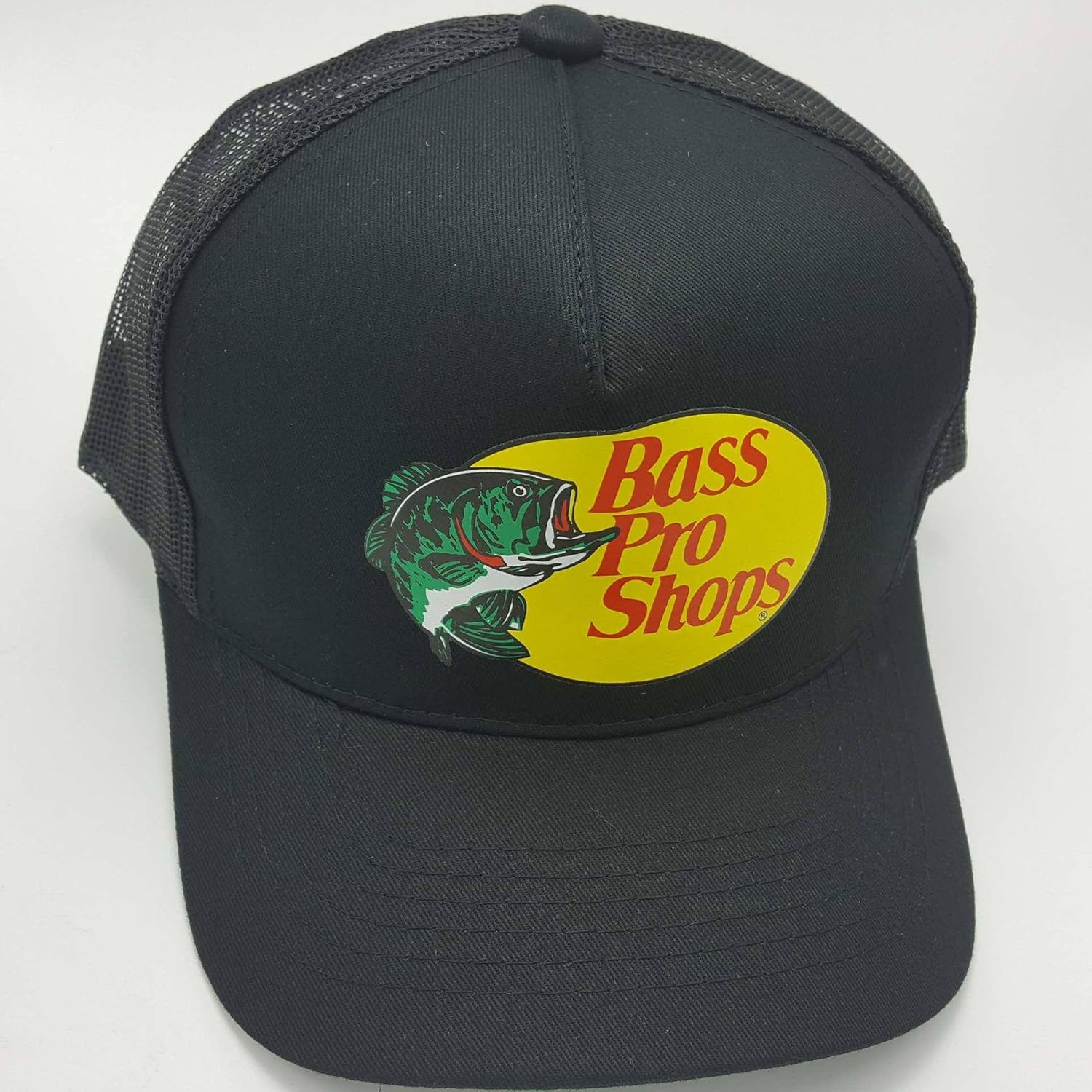 Bass Pro Shop Men's Trucker Hat Mesh Cap - One Size Fits All Snapback Closure - Great for Hunting & Fishing (Black): Clothing