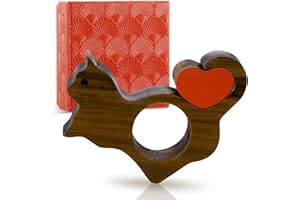 FOGWOWO Cat Thumb Book Page Holder with Detachable Heart,Walnut Page Holder for Reading Thumb Book Holder Reading Accessories for Book Lovers,Book Opener Holders with Gift Box (Medium 0.87")