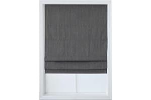 Everyday Celebration Roman Shades - Room Darkening, Cordless Pull Down Window Shades for Indoor Windows, Woven Fabric Blinds - (Pepper) 36" W x 64" H