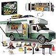 Holiday Camper Van Building Set, Compatible with Lego RV Camper Bricks Set with LED Lights, for 12+ Teens and Adults Creative Camping Car Building Toys (1586 PCS)