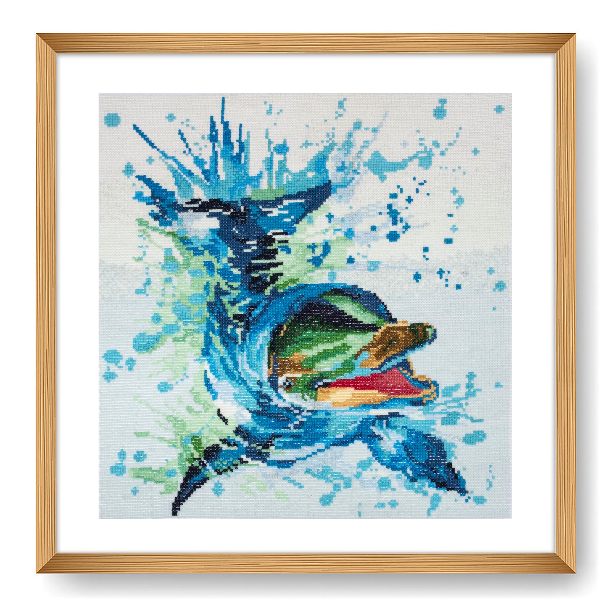 Trimits Large Cross Stitch Kits - Counted Embroidery Needlework for Adults Beginners Kids, Christmas Gifts Wall Art (Frame Not Included), 11 Count, Dolphin