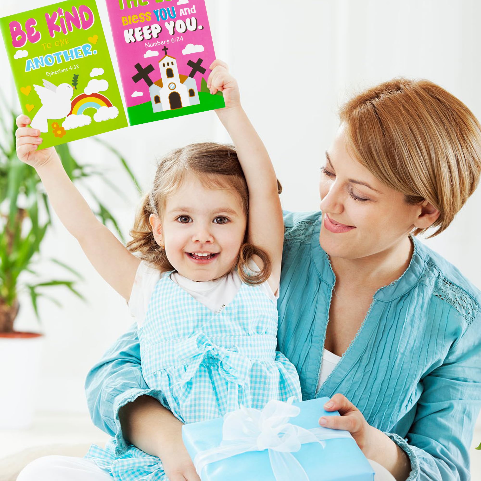 24Pcs Bible Coloring Books Religious Theme DIY Color-in Pages with Inspirational Words Drawing Holiday Christian Activity Supplies for Sunday School Classroom Rewards Artwork Gift for Kids