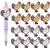 Framendino, 16 Pack Chicken Silicone Focal Beads Bluk for Making Keychains Pen