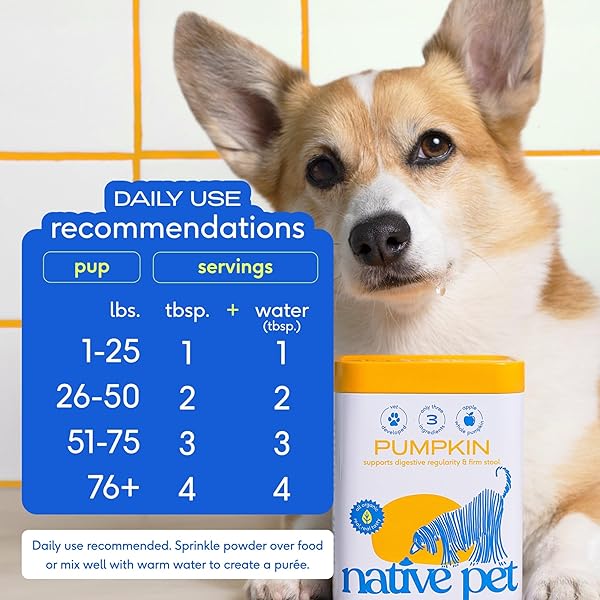 NATIVE PET ORGANIC PUMPKIN FOR DOGS (8 OZ) – ALL-NATURAL, ORGANIC FIBER FOR DOGS – MIX WITH WATER TO CREATE DELICIOUS PUMPKIN PUREE – PREVENT WASTE WITH A CANNED PUMPKIN ALTERNATIVE! (8 OZ)