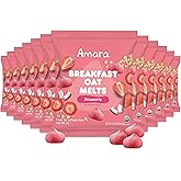 Amara Breakfast Oat Melts - Organic Toddler Snack - Single Serve Fiber-Packed Oat Bites with Real Fruit, No Added Sugar, Quick Dissolving, Strawberry - 12 Pack