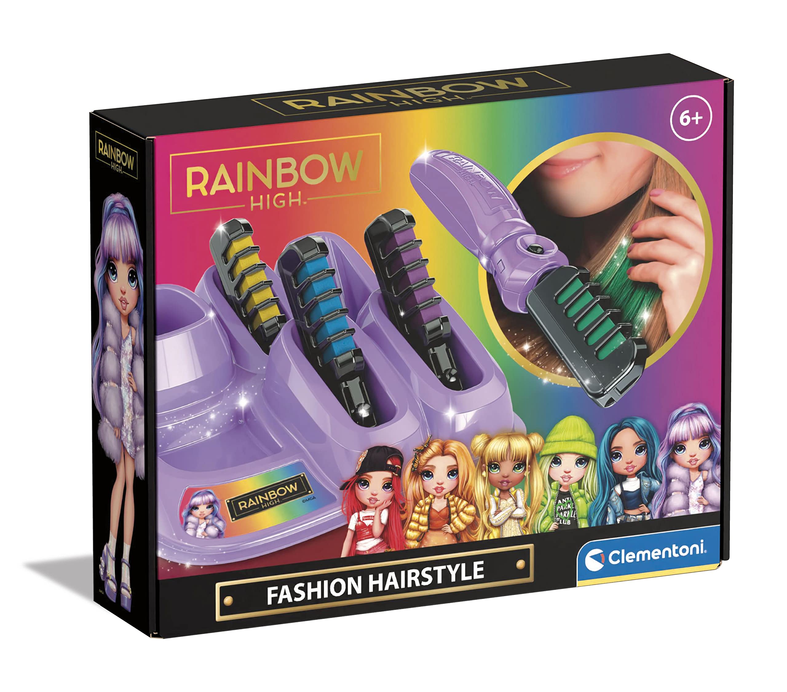 Clementoni- Rainbow High-Fashion Hair: Chalk Comb Set for Creative Hair Colouring, Safe & Washable (6 +Years)