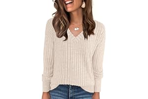 ANRABESS Long Sleeve Shirts for Women V Neck Casual Fall Tops Loose Fit Lightweight Sweaters Tunic Fashion 2025 Clothes