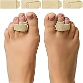 ZenToes Hammer Toe Corrector for Women & Men - Reusable Fabric Buddy Wraps for Broken Toes - Cushioned Toe Splint for Protection & Recovery & Hammertoe Straightener - 4 Count (OSFM, Firm Beige)