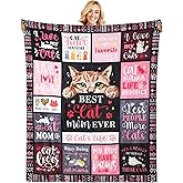 Poekuao Cat Mom Blanket Gifts - Funny Gifts Fleece Flannel Throws Soft Lightweight Plush for Girl Cat Lovers Cozy Throw Blanket for Couch Bedding Sofa 60"x50"