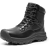 NORTIV 8 Men's Waterproof Work Military Tactical Boots Rubber Toe Leather Outdoor Hiking Motorcycle Combat Boots