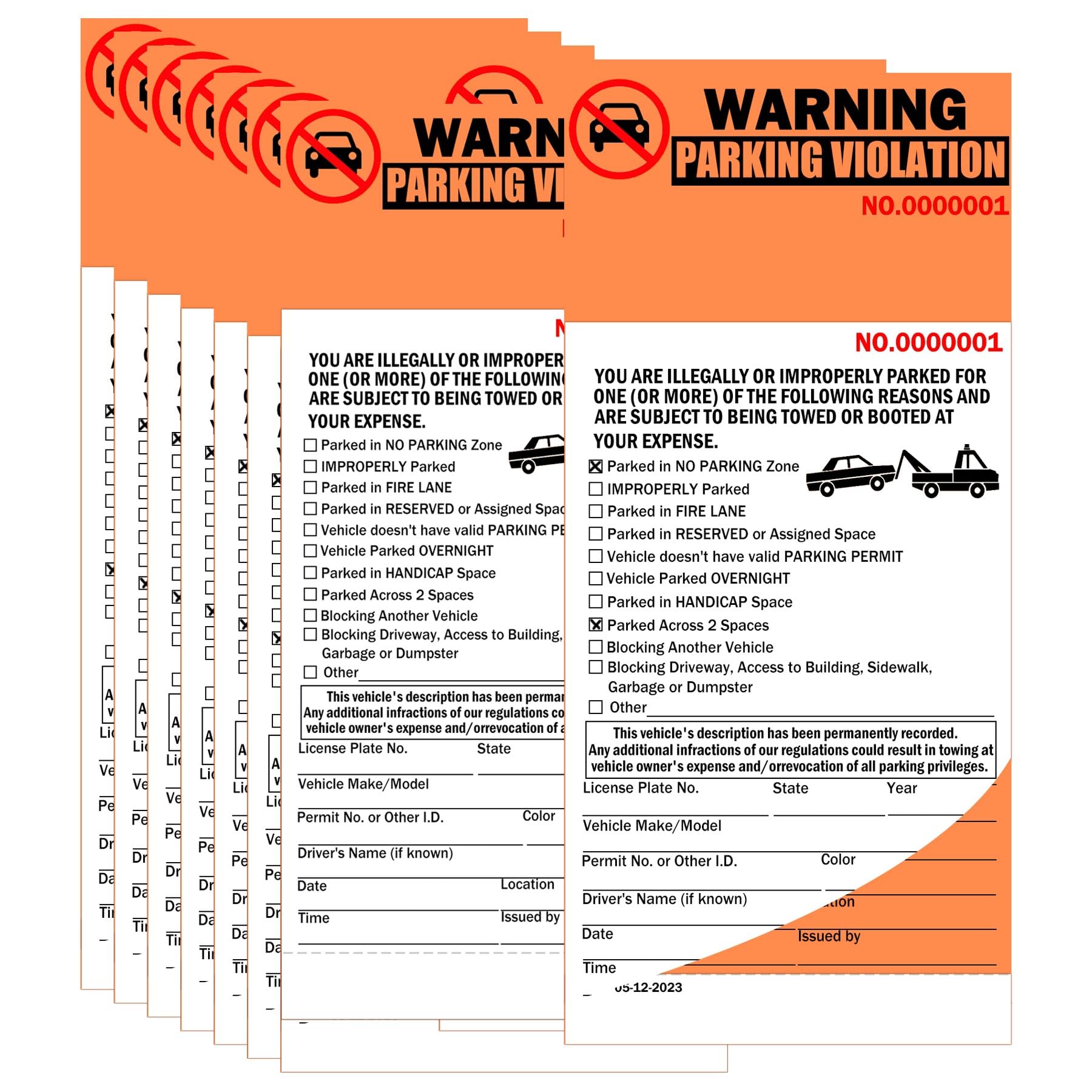 Photo 1 of 2-Part Perforated Numbered Parking Violation Ticket Carbonless Perforated Numbered Vehicle Illegally Parked Window Tag 4 x 8.5 Inch - Parking Violation for Car Window 50 Pack