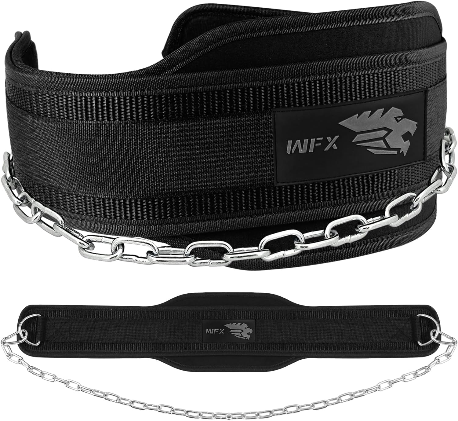WFX Dip Belt with 36 Inches Heavy Duty Weight Lifting belt Neoprene Padded Steel Lifting Chain Gym belt Back Support Bodybuilding Powerlifting Workouts Men Women Fitness