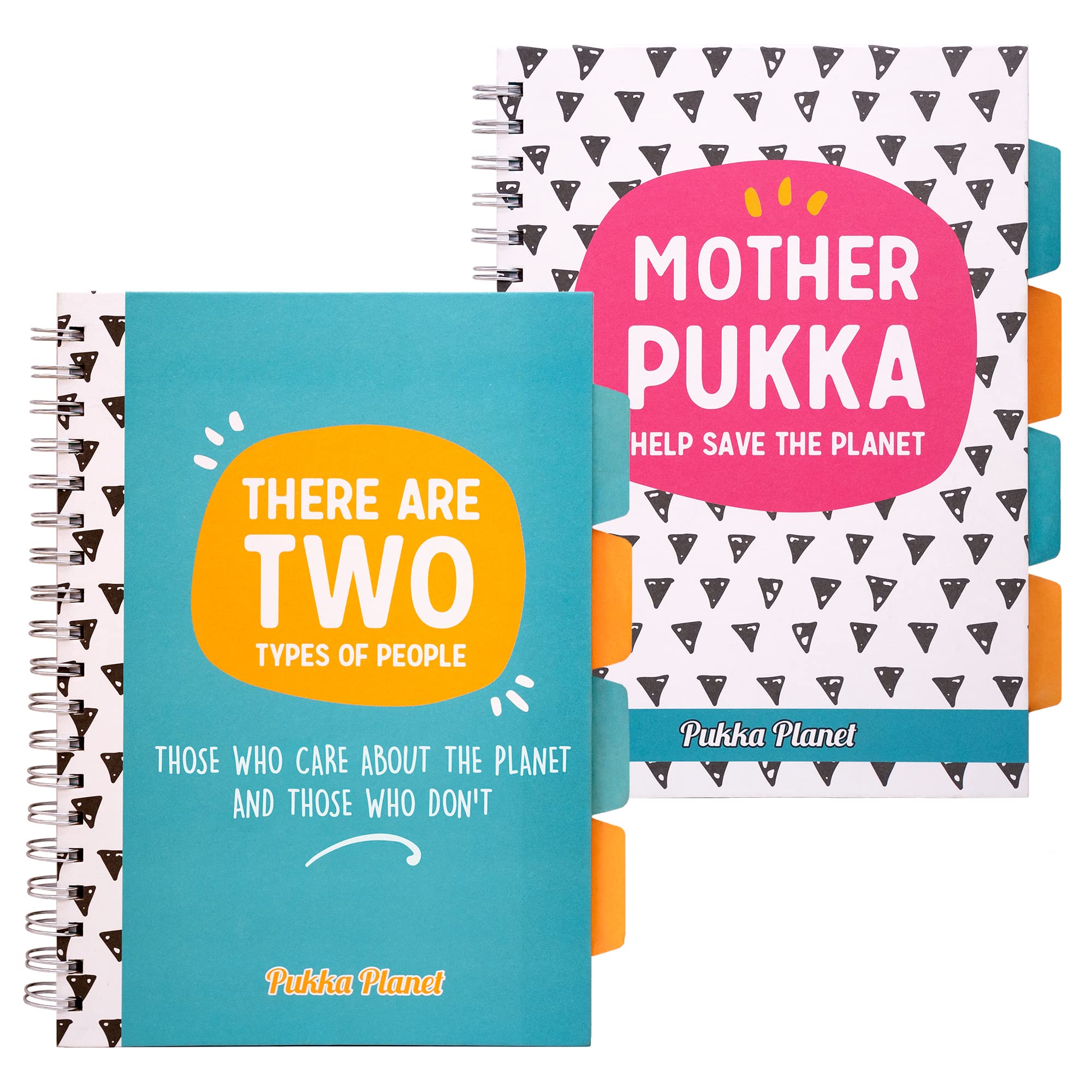 Pukka Pad, Pukka Planet 5-Subject Double Spiral Bound B5 Notebook 2-Pack with Repositionable Dividers - 80GSM Paper with 8mm Lines and Perforated Edges – 25.7 x 18.1cm