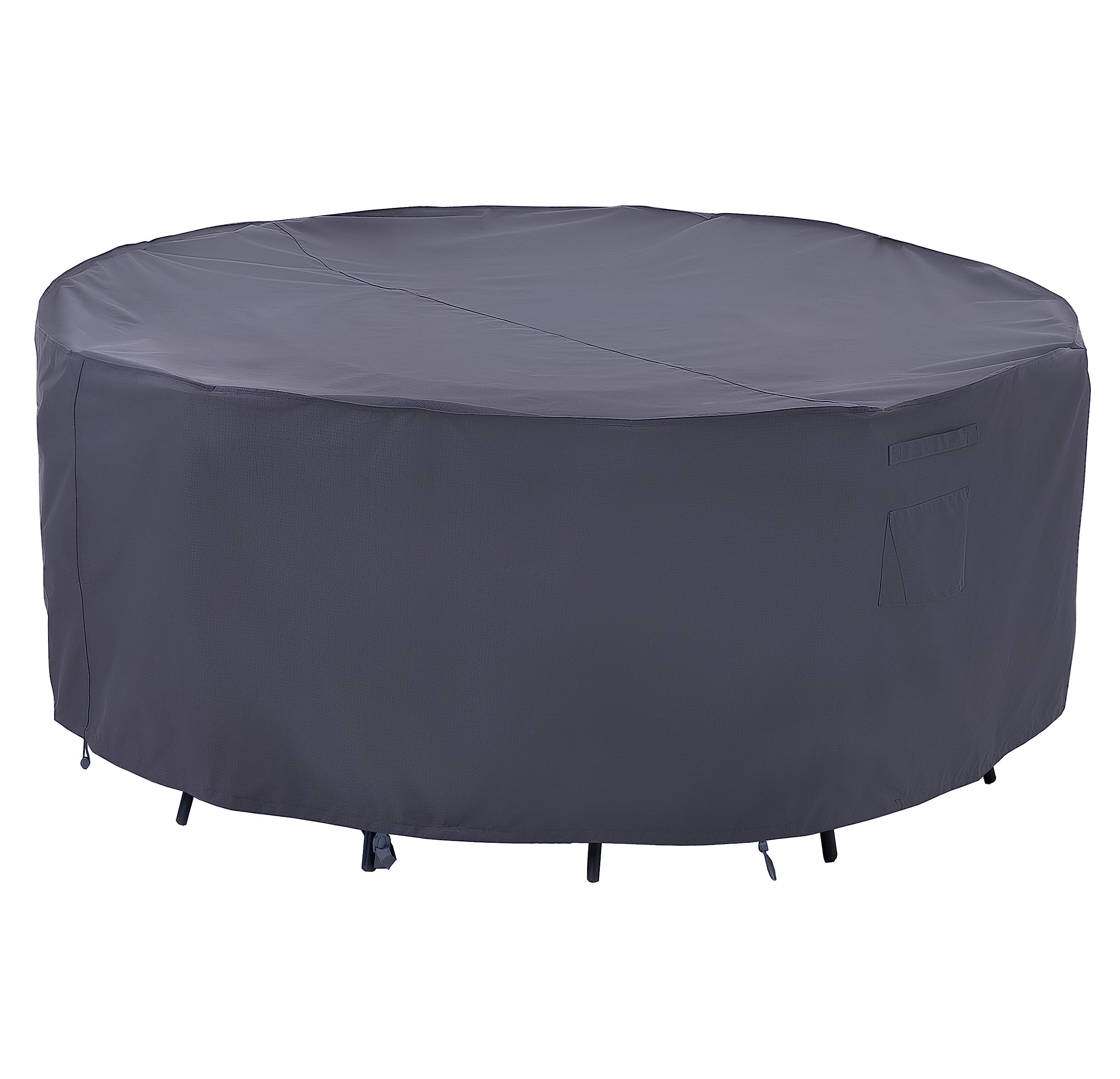 F&J Outdoors Garden Furniture Covers, Waterproof UV Protection Anti-Fading Medium-Small Cover for Circle Table with Chairs Set, 183x70cm(72 inch) Diameter, Grey
