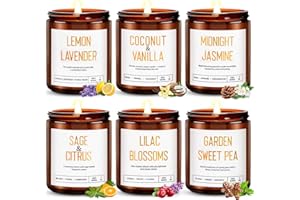 YINUO CANDLE Candles for Home Scented - 6 Pack 42oz Soy Candles with Lavender, Coconut, Jasmine, Sage, Lilac Blossoms, Sweet Pea, 300 Hour Long Lasting Aromatherapy Candles Gift Set for Women, Christmas, Holiday