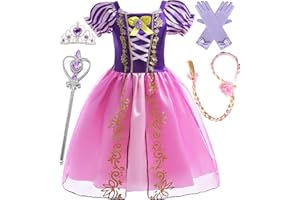 Princess Dress up Fairy Tales Costume Cosplay Party with Long Hair Accessories for Toddler Girls 3-12 Years