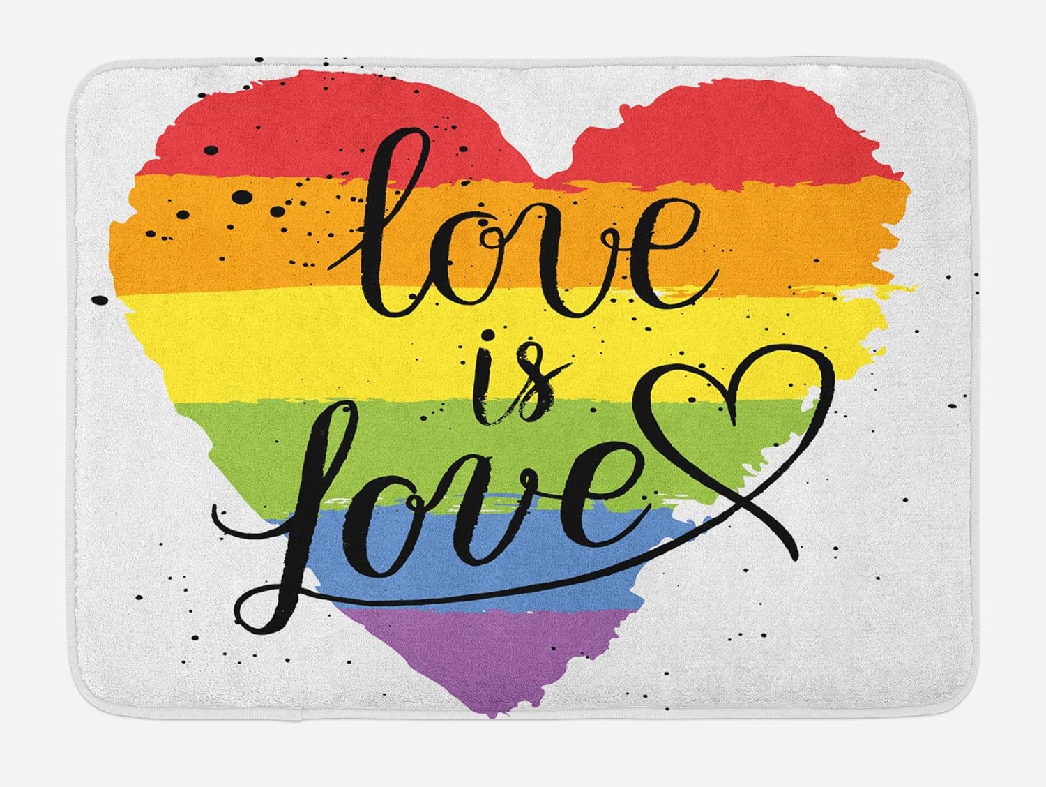Ambesonne Pride Bath Mat, LGBT Gay Lesbian Parade Love is Love Hand Writing Paint