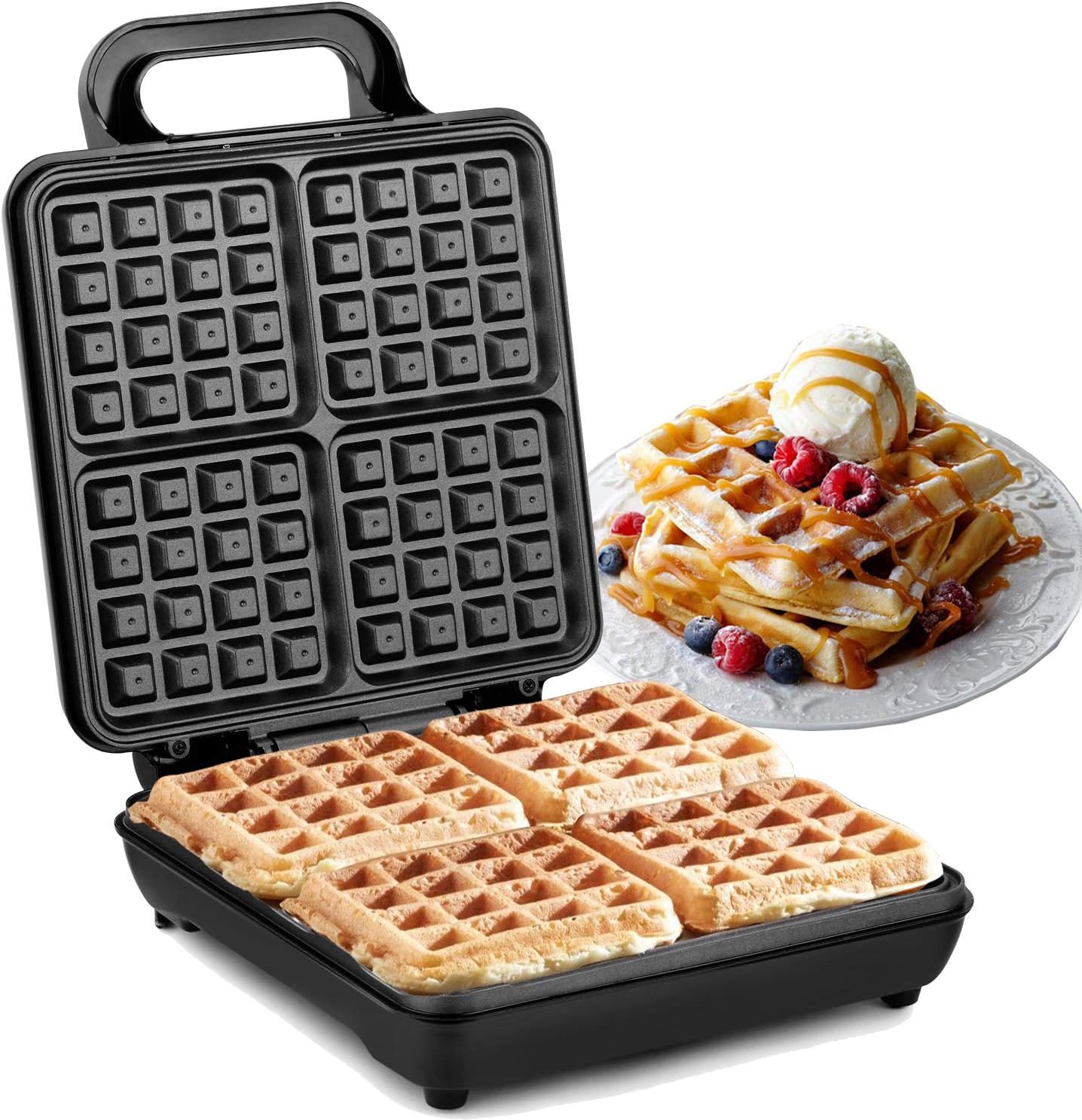 NETTA 4 Slice Waffle Maker 1200W Large Belgian Style Waffle Maker