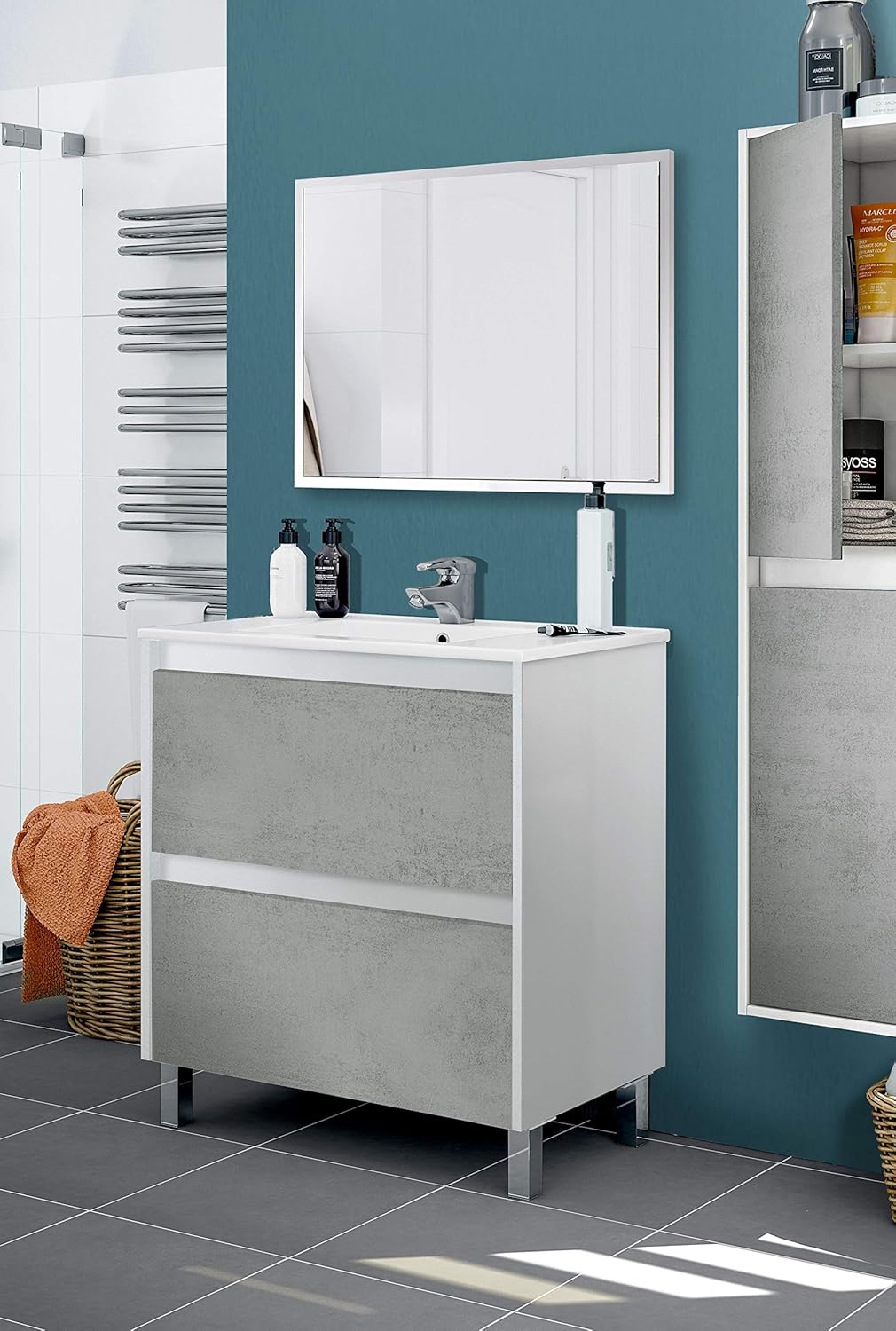 Muebles Miroytengo Mueble de baño 2 cajones con Espejo y lavamanos