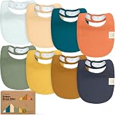 KeaBabies 8-Pack Organic Baby Bibs for Drooling and Teething (Eclipse) | Soft Cotton Bibs for Baby Girl, Boy, Extra Absorbent, Easy to Clean &amp; Put On, Toddler, Newborn, Infant 0-24 Months