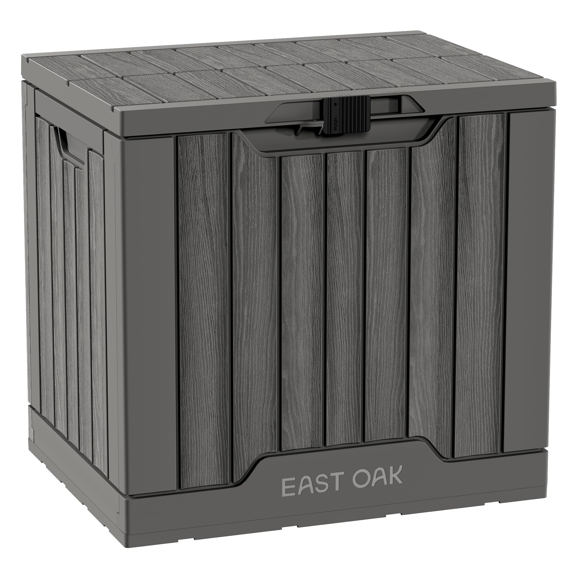 EAST OAK Outdoor Storage Box | 31 Gallon Deck Box Indoor and Outdoor Use | Waterproof Resin Storage Bin with Latch for Patio Cushions, Gardening Tools | UV Resistant | Deep Grey Image