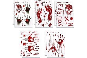 SUNFUNUSA Halloween Decorations-10 Sheets Halloweens Window Clings-Scary Bloody Handprint Skullprint Footprint Window Stickers Decals for Window Floor Glass Bathroom Indoor Outdoor Party Decor
