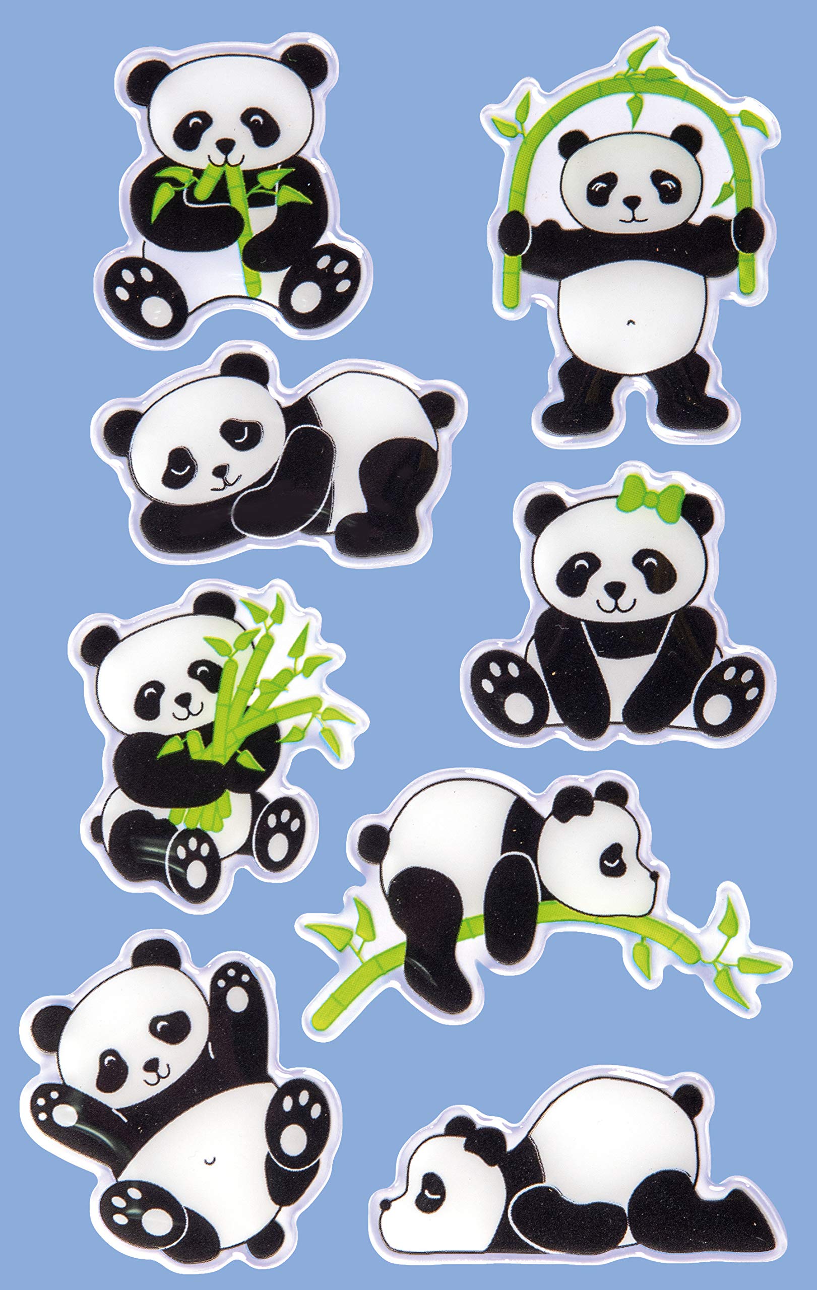 Avery Zweckform 57297 Pack of 8 Glossy Stickers Panda Stickers in 3D Effect for Playing Crafts Collecting