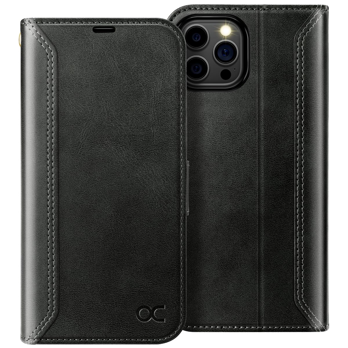 OCASE for iPhone 15 Pro Max Wallet Case, PU Leather Folio Flip Phone Case with RFID Blocking Card Holder Kickstand, Shockproof Phone Retro Cover for 2023 Pro Max 5G 2023 6.7 Inch,Black Graphite