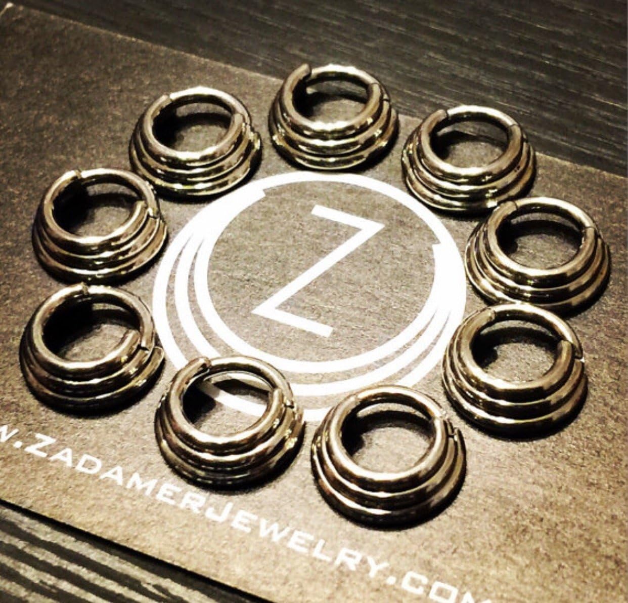 TITANIUM Triple Septum Ring Hinged Clicker. 14G 7mm or 9mm Inner Diameter