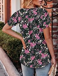 KISSMODA Women's Tunic Tops Casual V Neck Short