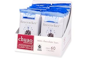 Chuao Chocolatier Firecracker Dark Chocolate Mini Bars | Gourmet Sea Salt Chipotle Popping Candies No Preservatives | For Gift Baskets, Christmas, Birthday, Care Package | 24 Pack