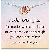 STORYJEWELLERY Mother Daughter Necklace, Gifts for Mom and Daughters, Daughter Birthday Gifts, Circle Pendant Jewelry for Mom