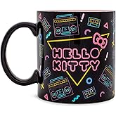 Silver Buffalo Sanrio Hello Kitty Retro Boombox and Cassette Print Ceramic Mug | Large Coffee Cup For Espresso, Tea, Coca | Holds 20 Ounces