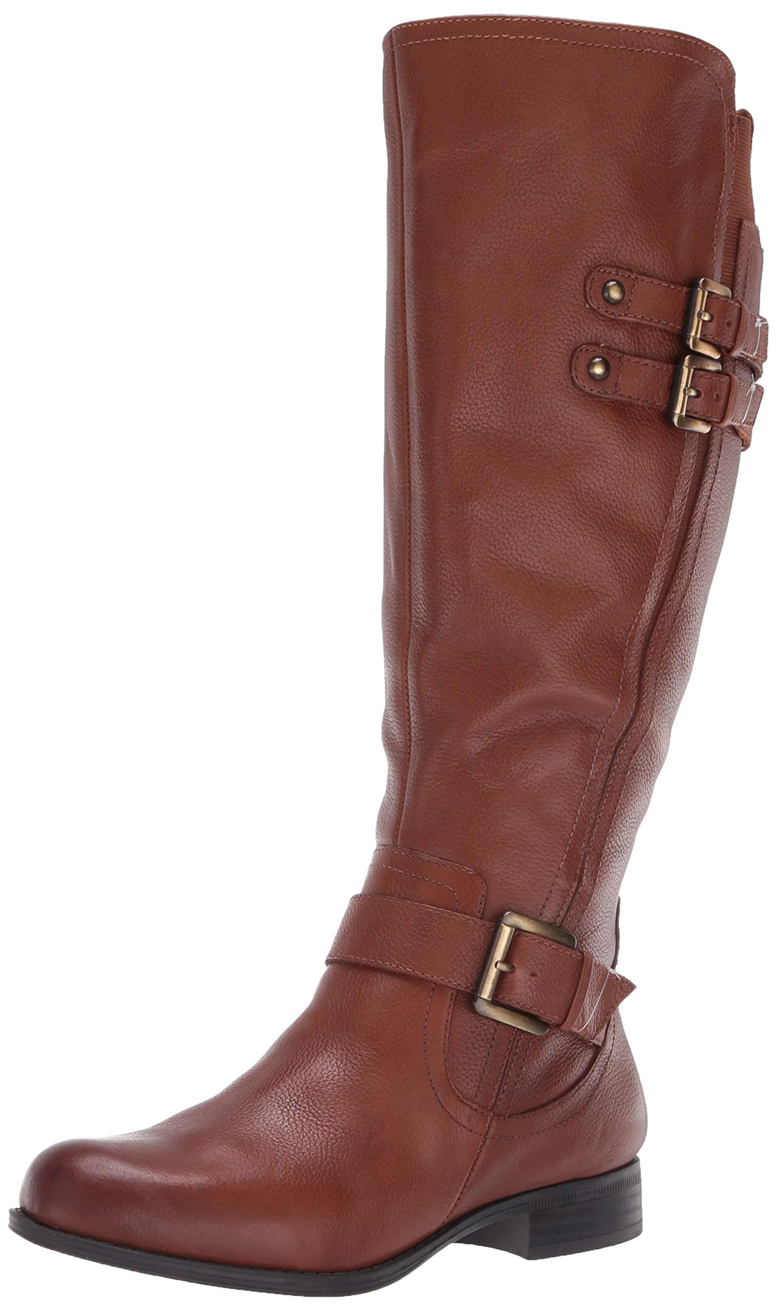 Naturalizer Womens Jessie Knee High Buckle Detail Riding Boots Cinnamon Brown Leather Wide Calf 10 W