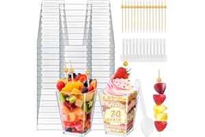 190 Pcs 5 OZ Dessert Cups Set with Spoons Cocktail Picks, Clear Mini Dessert Shooter Cups, Plastic Parfait Cups for Party App