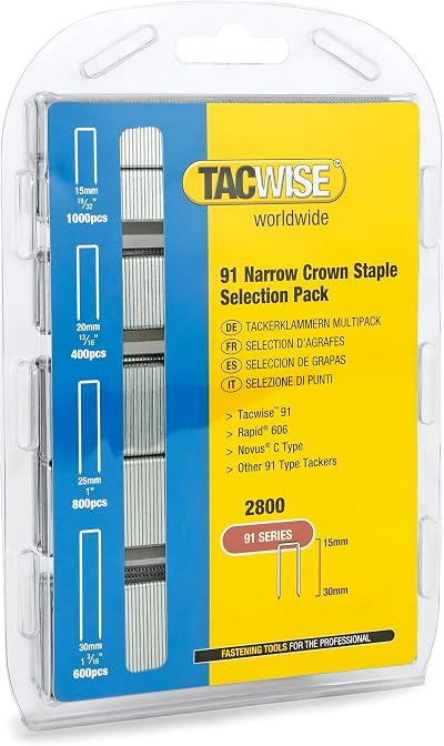 Tacwise 0204 Selection Pack 91/15-30mm Galvanised Narrow Crown Staples 2800