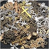 WOCRAFT 100pcs Cross Charms for Jewelry Making Assorted Jewelry Bangle Bracelet Charms Wholesale Mixed Bulk Metal Earring Charms for DIY Necklace Keychain Craft Supplies (SN910)