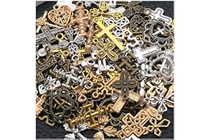 WOCRAFT 100pcs Cross Charms for Jewelry Making Assorted Jewelry Bangle Bracelet Charms Wholesale Mixed Bulk Metal Earring Charms for DIY Necklace Keychain Craft Supplies (SN910)