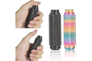 SnapMorph Little Ouchies Fidget Toys 2PCS - All-in-One Pain Stim Toy with Spinning & Press Buttons for Anxiety Relief, Stress and Pain Relief Stimulation for Adults and Teens,Black+Colorful