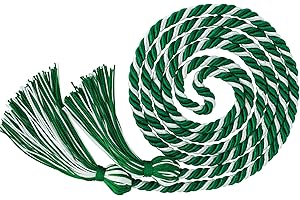 GraduatePro Graduation Honor Cord with Tassel 68" Long for Bachelor Gown Master Doctoral Emerald/Green/White