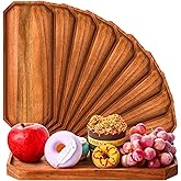 Dandat 12 Pack Wooden Serving Platter Acacia Wood Platters 12 x 5 Inch Rustic Serving Tray Rectangular Charcuterie Board Cheese Plate for Home Decor Dessert Vegetables Fruit Cookie