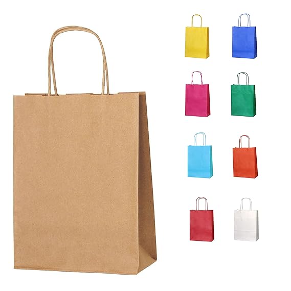 Thepaperbagstore 20 Braun Papierpartytüten mit Griffen - Wählen Sie Ihre Größe und Farbe